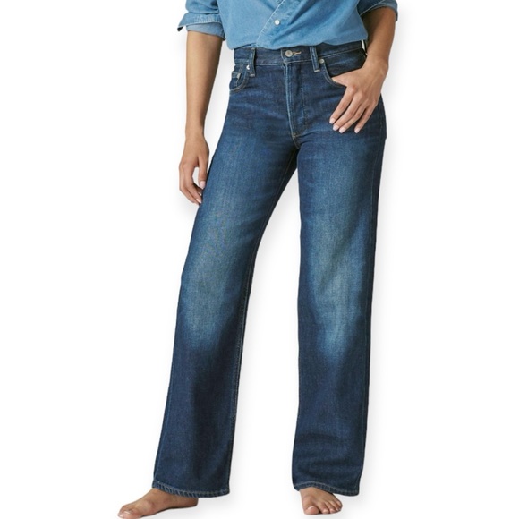 LUCKY Rigid Jeans Wide Leg High Waisted Jeans Medium Dark Wash Jinx 420 NWT - Picture 1 of 15
